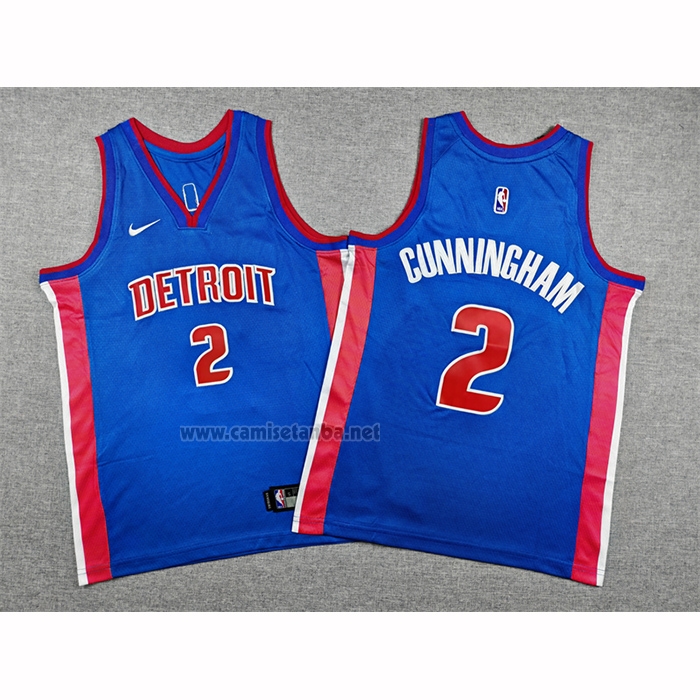 Camiseta Nino Detroit Pistons Cade Cunningham NO 2 Icon 2025-26 Azul